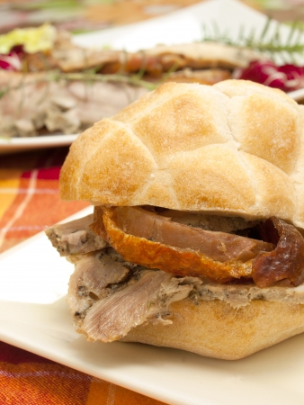 crisp sandwich with roast porkの写真素材