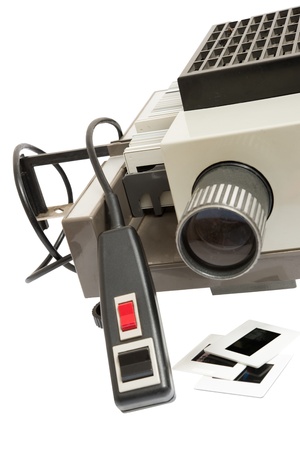 aged model of slide projector with remote controllerの写真素材