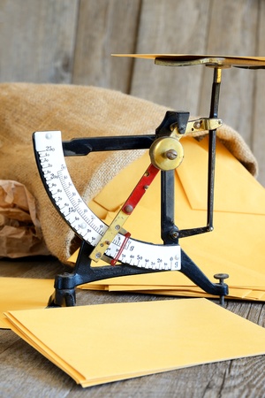 antique scales for weighing letters and small packagesの写真素材