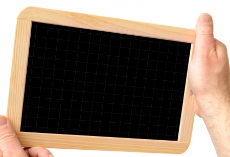 blackboard in the hands ready to insert textの写真素材