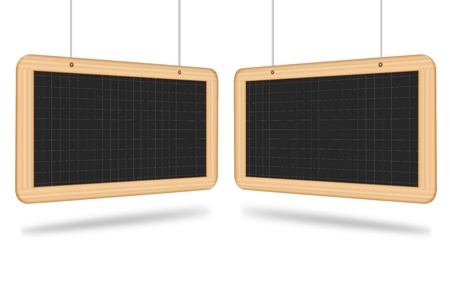 blank wooden blackboard concept on white background and holderの写真素材