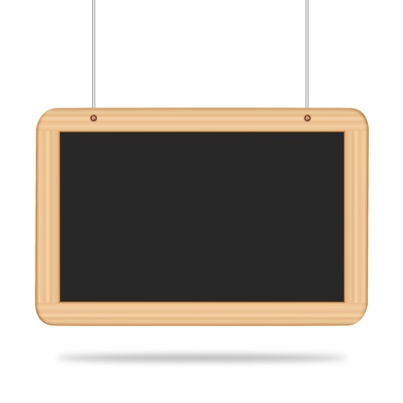 blank wooden blackboard concept on white background and holderの写真素材