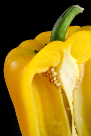 yellow natural  fresh pepper sliced on cutting board