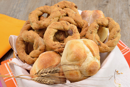 Neapolitan cookies called taralli made with lard almond and black pepperの写真素材