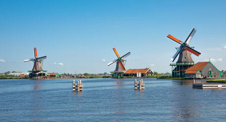Windmill in Zaanse Schans Amsterdam The Netherlandの写真素材