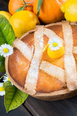 sweet and soft  typical neapolitan pastry called pastieraの写真素材
