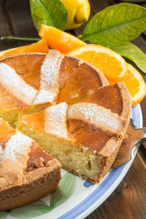 sweet and soft  typical neapolitan pastry called pastieraの写真素材