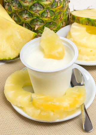 low-fat plain yogurt creamy pineapple flavorの写真素材