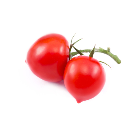 red little  tomatoes called pachino on white backgroundの写真素材