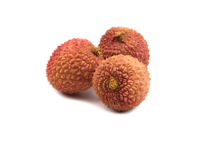 fresh litchis on old white backgroundの写真素材