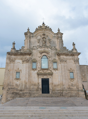 Facade of Church of St. Francis of Assisi in Matera - Italyの写真素材