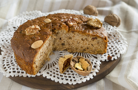 typical Christmas cake calle Zelten from Trentino Alto Adige - Italy - with dried fruit and candied fruitの写真素材