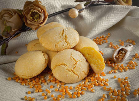 homemade fluffy buns with corn flour cooked in the ovenの写真素材