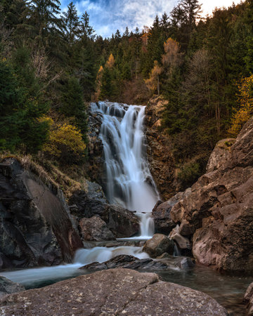view of beautiful waterfalls with streamsの写真素材