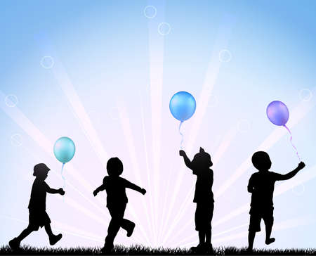 Boys with balloonsのイラスト素材