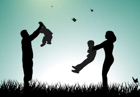 Family silhouettesのイラスト素材