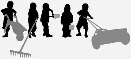 Children silhouettesのイラスト素材