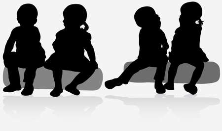 Children silhouettesのイラスト素材