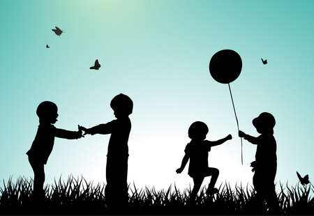 Children silhouettesのイラスト素材