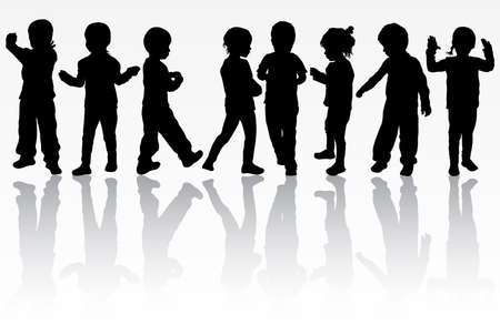 dancing children silhouettesのイラスト素材