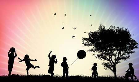 Children silhouettesのイラスト素材