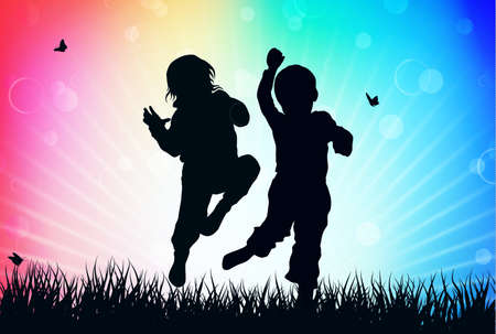 Children silhouettesのイラスト素材