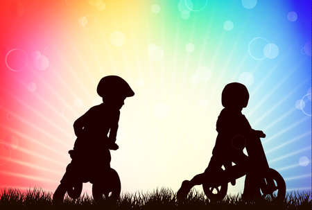 Children silhouettesのイラスト素材