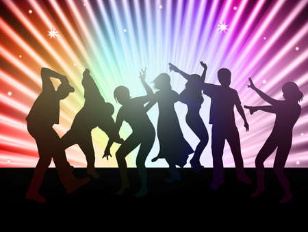 Dancing people silhouettesのイラスト素材