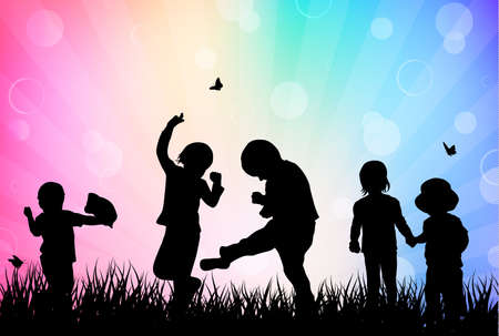 Children silhouettesのイラスト素材