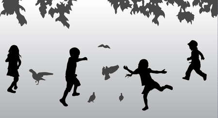 Children playing outdoorsのイラスト素材