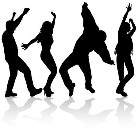 Dancing people silhouettesのイラスト素材