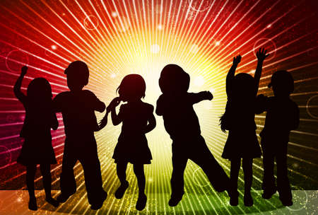 Happy children silhouettesのイラスト素材