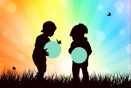 Children silhouettesのイラスト素材