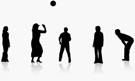 Family playing ball togetherのイラスト素材