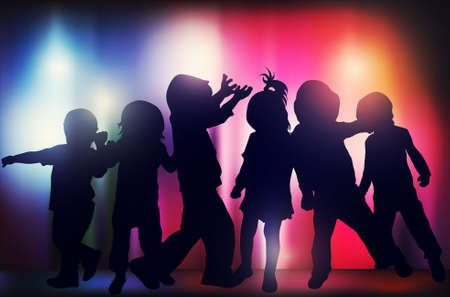 Dancing children silhouettesのイラスト素材