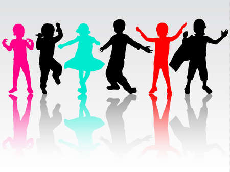 Happy children silhouettesのイラスト素材