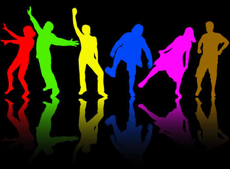 Dancing people silhouettesのイラスト素材