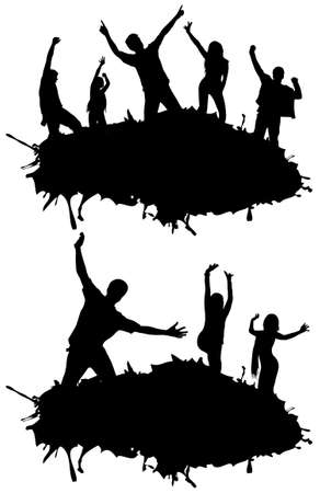 Dancing people silhouettesのイラスト素材