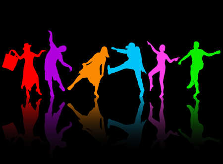 Dancing people silhouettesのイラスト素材