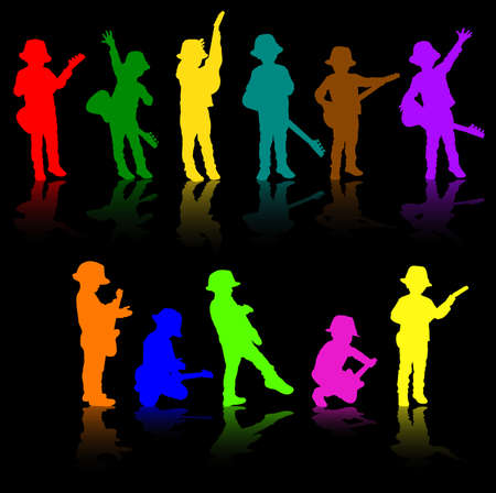 Little boy with guitarのイラスト素材