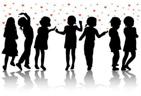 Children silhouettesのイラスト素材