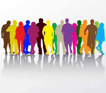 People walking silhouettesのイラスト素材