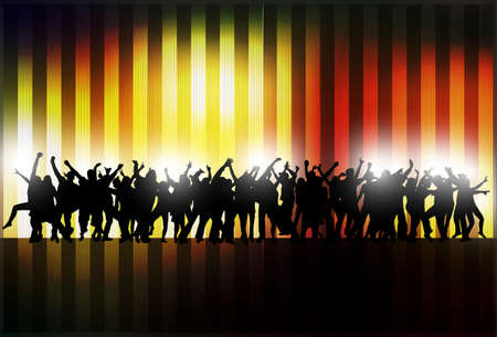 dancing women and men with backgroundのイラスト素材