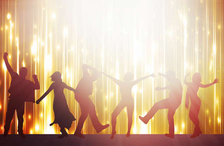 dancing people silhouettes with backgroundのイラスト素材