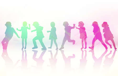 Happy children dancing togetherのイラスト素材