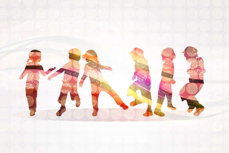 Happy children dancing togetherのイラスト素材