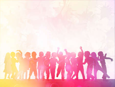 Happy children dancing togetherのイラスト素材