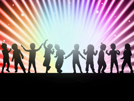 happy children together dancingのイラスト素材