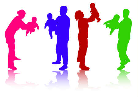 family together silhouettesのイラスト素材