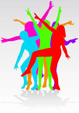 dancing woman silhouettesのイラスト素材